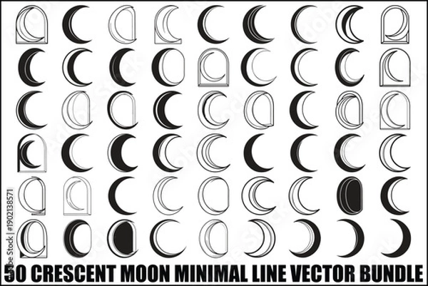 Obraz Crescent Moon Minimal Line Vector Bundle