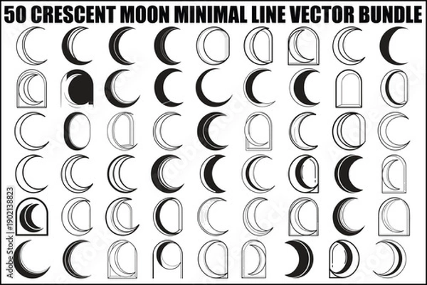 Obraz Crescent Moon Minimal Line Vector Bundle