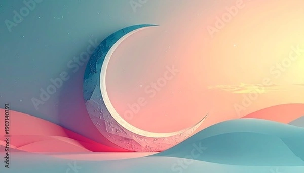 Obraz Crescent Moon Scene with Serene Background