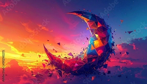 Obraz Crescent Moon Dynamic Sunset Scene