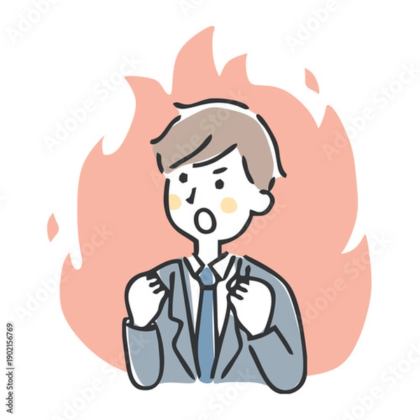 Fototapeta やる気を出して燃えているビジネスマン