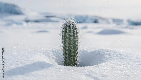 Obraz Desert Cactus Surviving Extreme Cold