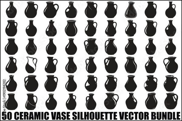Obraz Ceramic Vase Silhouette Vector bundle