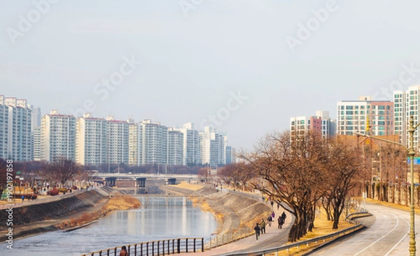 Obraz 대구광역시 신천 및 산책로 도심풍경