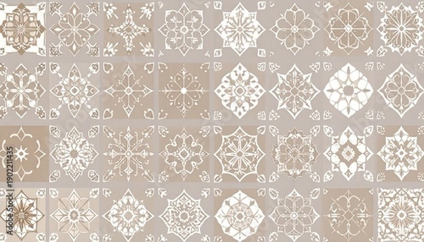 Obraz Elegant patchwork tile design with intricate floral and geometric patterns.