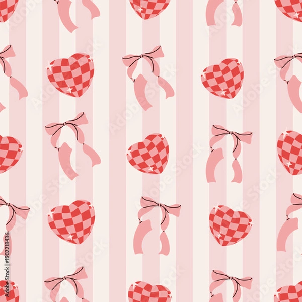 Obraz Bows and hearts seamless pattern