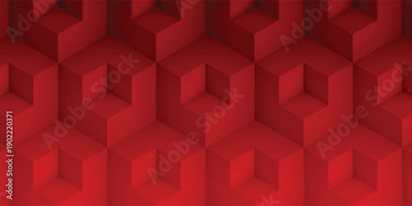 Obraz Red Geometric Cube Pattern Background For Modern Design, Creative Visuals And Bold Branding