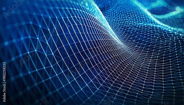 Obraz Abstract Digital Network Mesh Connections, Nodes, and Data Flow