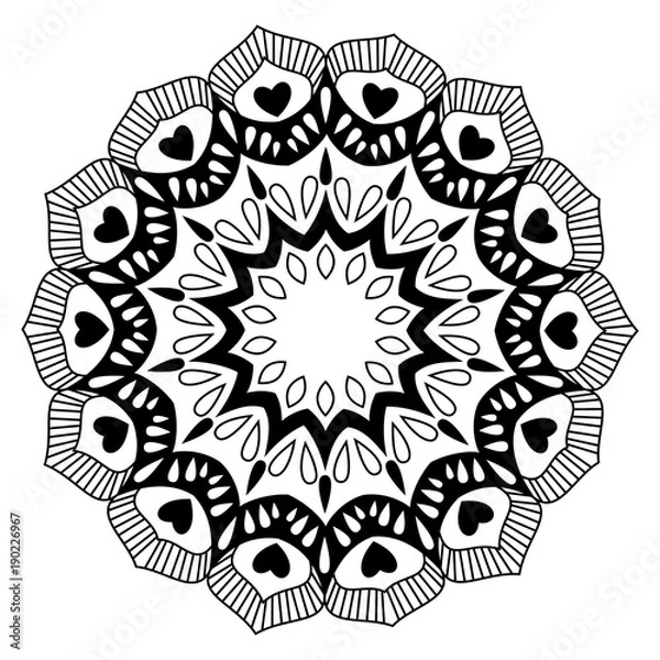 Fototapeta Decorative mandala design with heart shapes