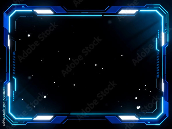 Fototapeta Blue Gradient Tech HUD Border Background