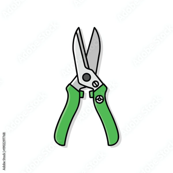 Fototapeta Green Handled Pruning Shears Illustration