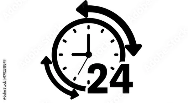 Obraz Clock 24 hours vector illustration, time service icon