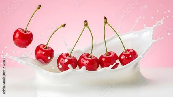 Obraz Cherries dipped in milk