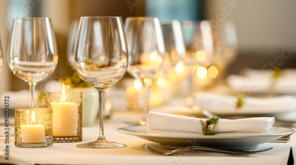 Fototapeta elegant fine dining table setup with candles