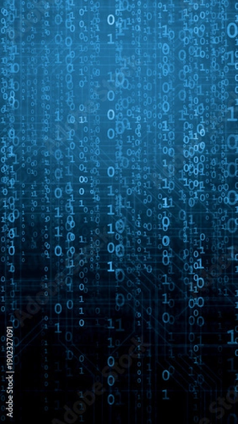 Obraz Abstract digital background with binary code. Artificial intelligence, machine learning, cybersecurity concept.