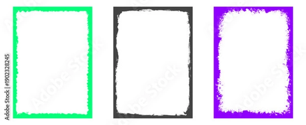 Obraz Collection of three unique rectangular grunge frames with transparent background for various creative designs