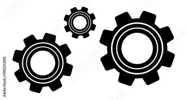 Obraz gear wheels vector icons, mchine, technology, work together concept 