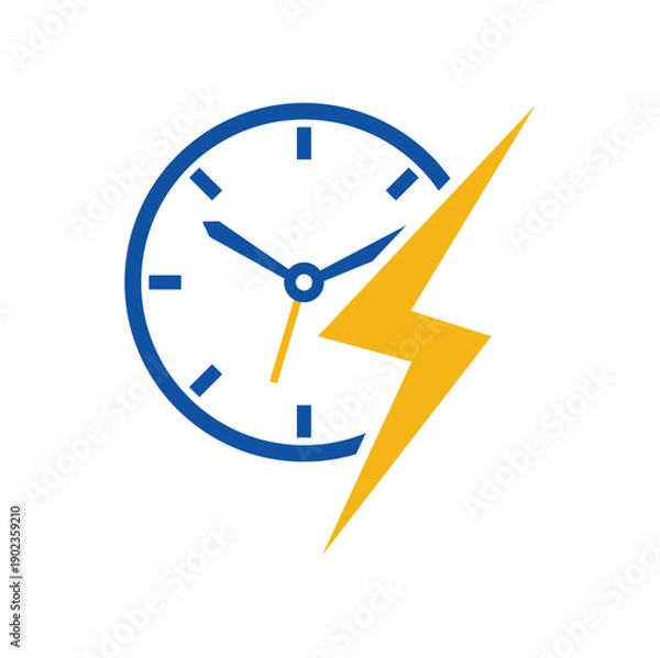Obraz Flash time vector logo design. Thunder time logo icon vector.