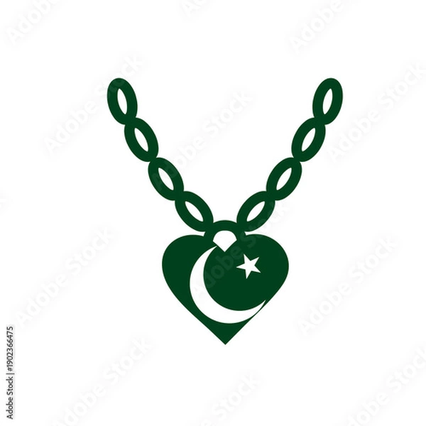 Obraz Pakistan Flag Heart Neckless Icon