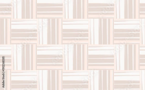 Obraz ホワイトベージュ系のチェック模様の木材背景のパターン