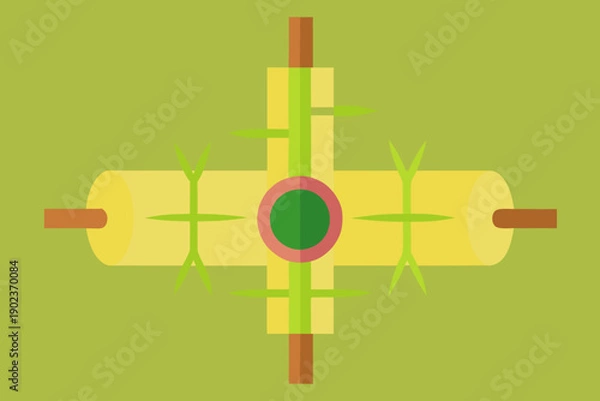 Obraz Abstract Geometric Cross Shape with Cylindrical Elements