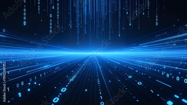 Obraz Digital data stream in blue light