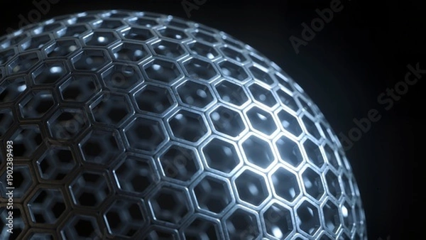 Obraz Metallic sphere with hexagonal pattern