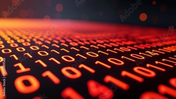Obraz Binary code glowing numbers