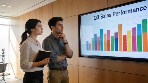 Obraz Business professionals analyzing sales data