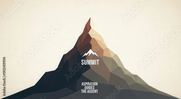 Obraz Stylized Mountain Summit with Motivational Text