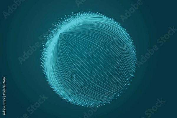 Obraz Abstract Teal Data Sphere With Flowing Digital Lines