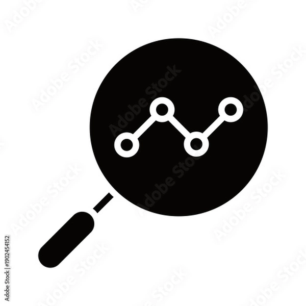 Obraz Analytics Search Solid Vector Icon with Magnifying Glass