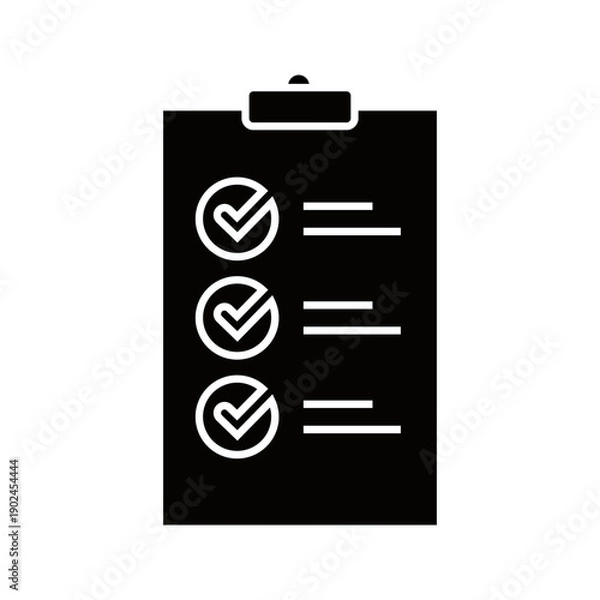 Obraz Checklist Clipboard Solid Vector Icon for Task Management
