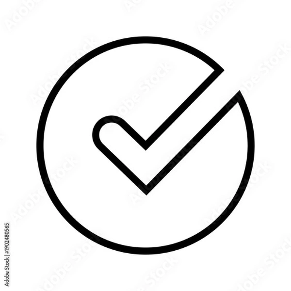 Obraz Check Mark Circle Vector Icon for Confirmation and Approval