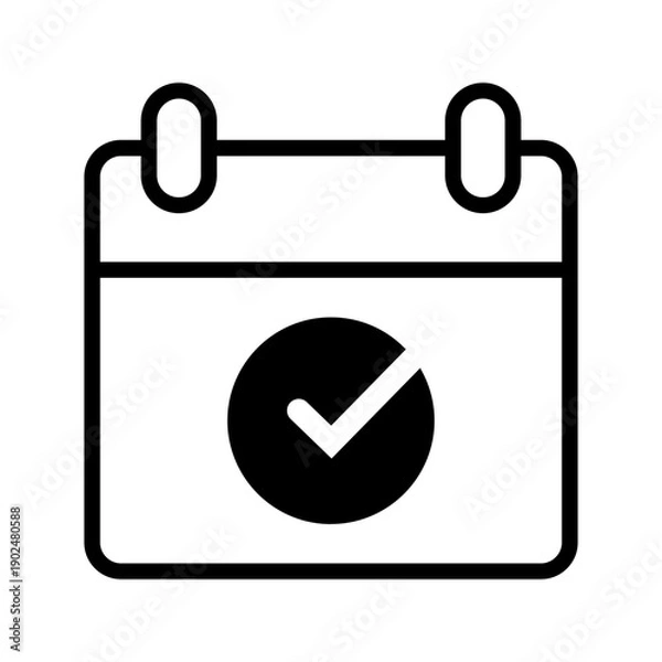 Obraz Calendar Check Mark Vector Icon for Schedule Confirmation