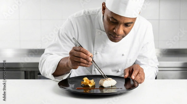 Obraz Professional Chef Plating Gourmet Dish