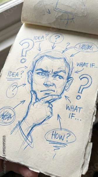 Obraz Creative Brainstorm Sketch on Notepad