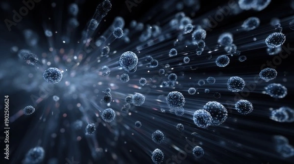 Obraz Microscopic spheres floating in dark space