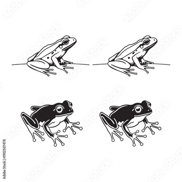 Obraz Black and White Frog vector Illustrations