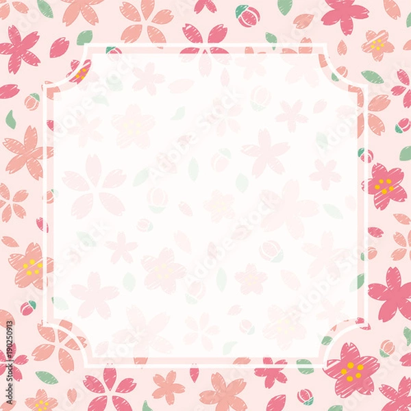 Obraz 手書き風の桜のフレーム素材