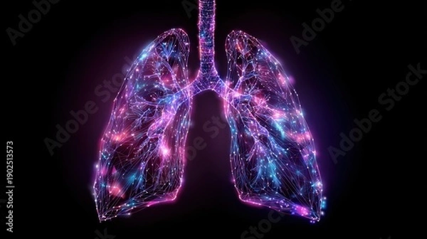 Obraz Glowing abstract lungs network digital art