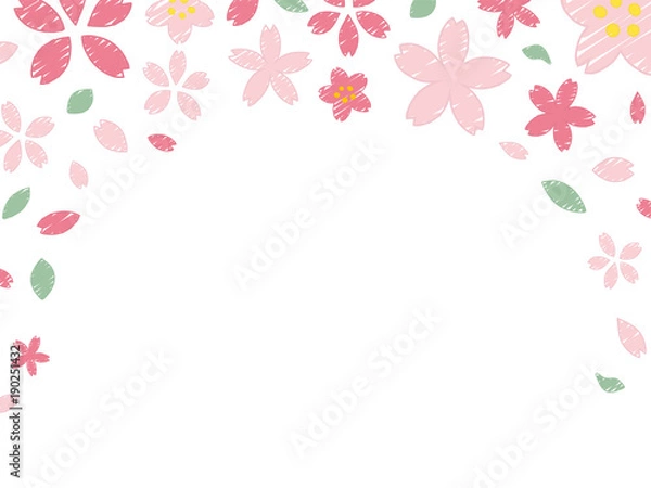 Fototapeta 手書き風の桜のフレーム素材