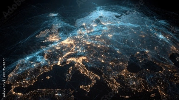 Obraz Global connectivity network seen from space at night