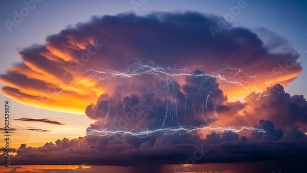Obraz Dramatic Sunset Clouds Over Landscape.