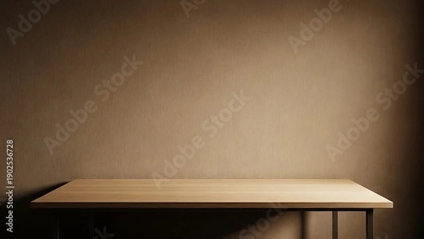 Obraz Empty Wooden Table in Dim Room.