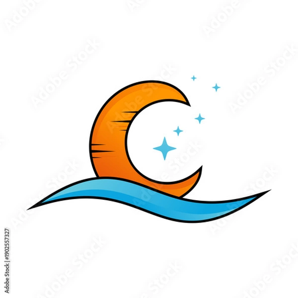 Obraz Moon Star Beach Logo Vector