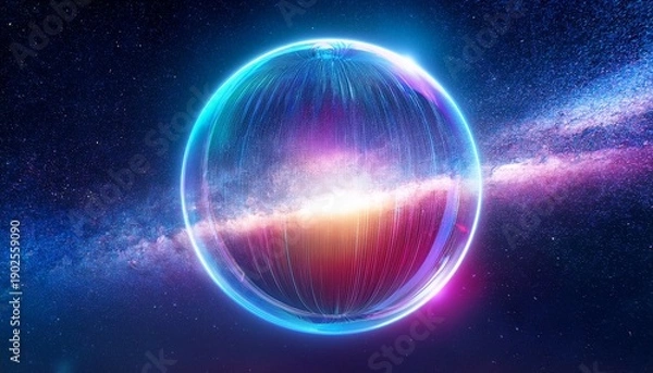 Fototapeta Abstract Neon Bubble On Space Background