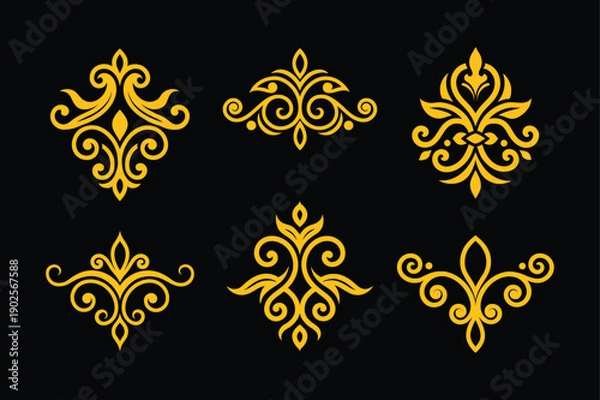 Obraz Classical Gold Scrollwork Vector Ornament
