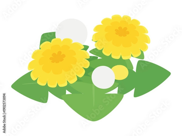 Obraz 斜め上から見たかわいいタンポポのイラスト素材