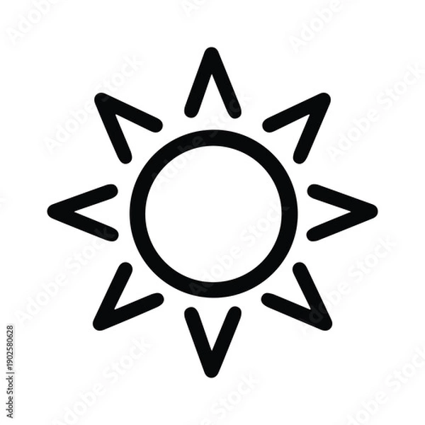 Obraz Sun icon Hand Drawn Thick Black Lines